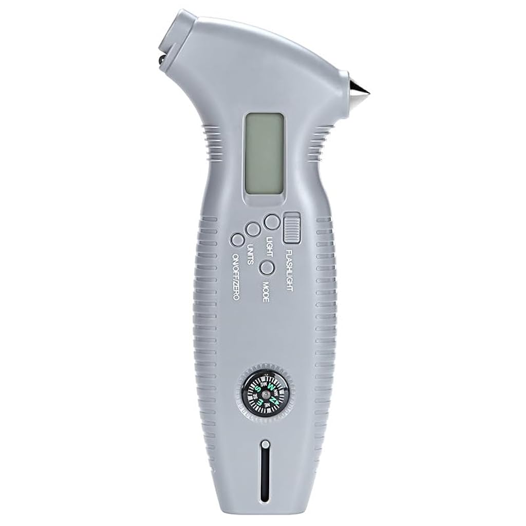 STHIRA Digital Tyre Air Pressure Guage Tread Depth Gauge 8 in 1 Tyre Air Pressure Guage LCD Backlight Multifunctional Tyre Air Pressure Guage with Safety Hammer, Belt Cutter, Battery Operated STHIRA Digital Tyre Air Pressure Guage Tread Depth Gauge 8 in 1 Tyre Air Pressure Guage LCD Backlight Multifunctional Tyre Air Pressure Guage with Safety Hammer, Belt Cutter, Battery Operated